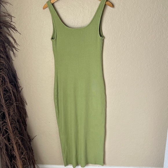 Free people beach green ribbed midi bodycon dress - Picture 9 of 10
